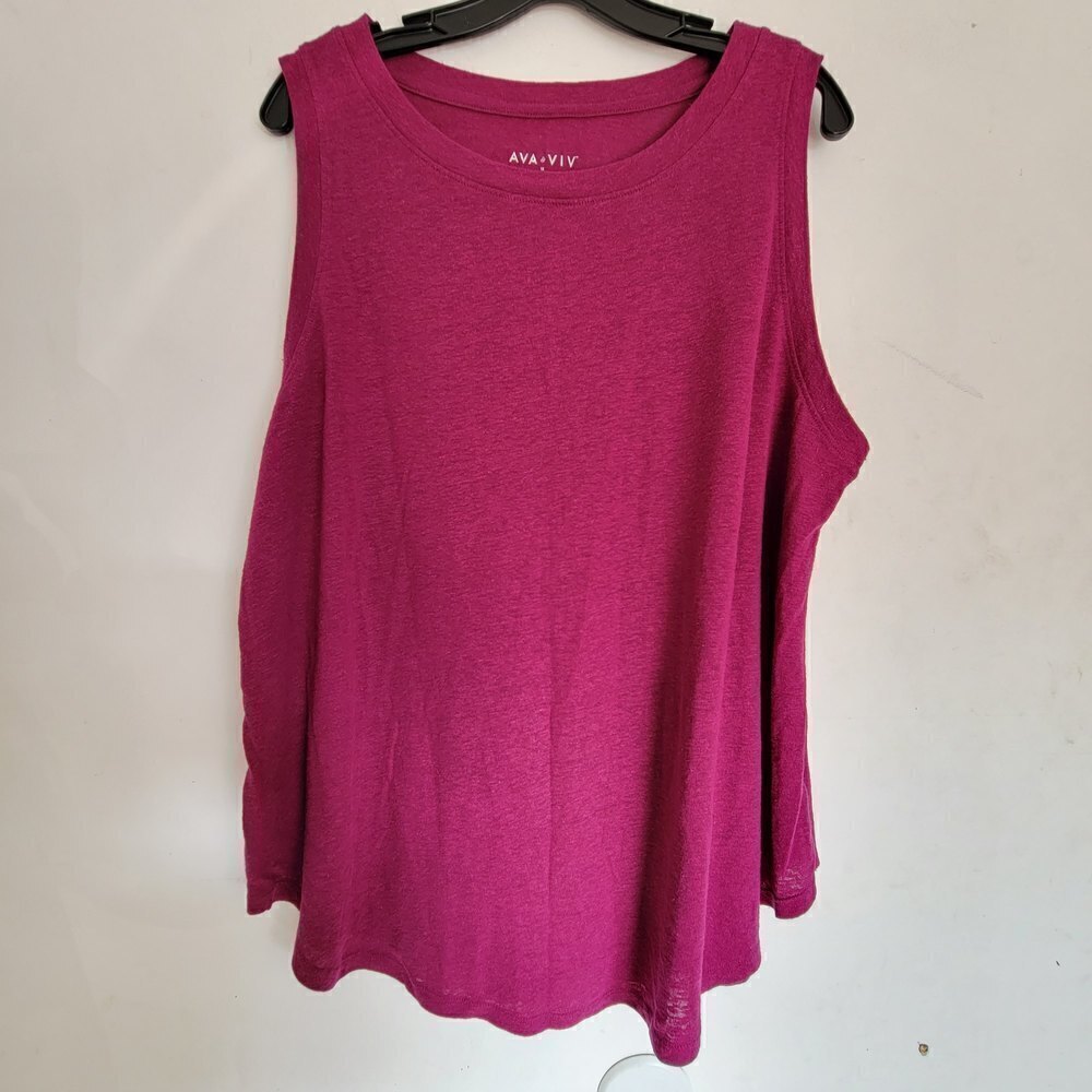 Ava & Viv Purple Pink Linen Pullover Casual Sleeveless Tank Top Shirt Plus Sz 1X